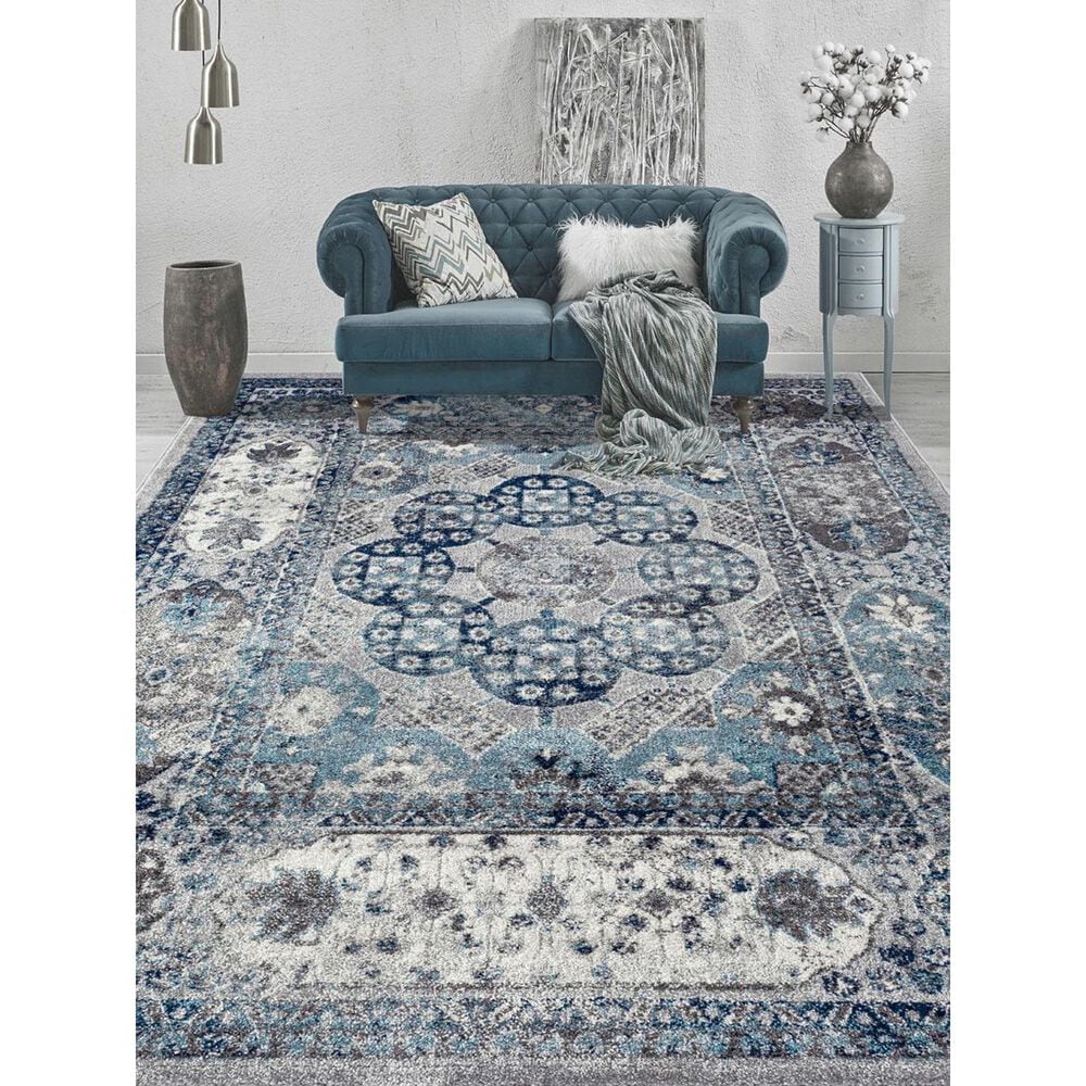 Amer Rugs Alexandria 7&#39;9&quot; x 9&#39;9&quot; Gray and Sea Blue Area Rug, , large