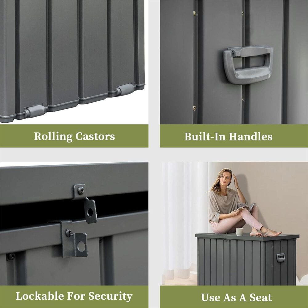 Hearth and Haven 200-Gallon Outdoor Storage Deck Box with Safe Air Rod in Dark Gray, , large