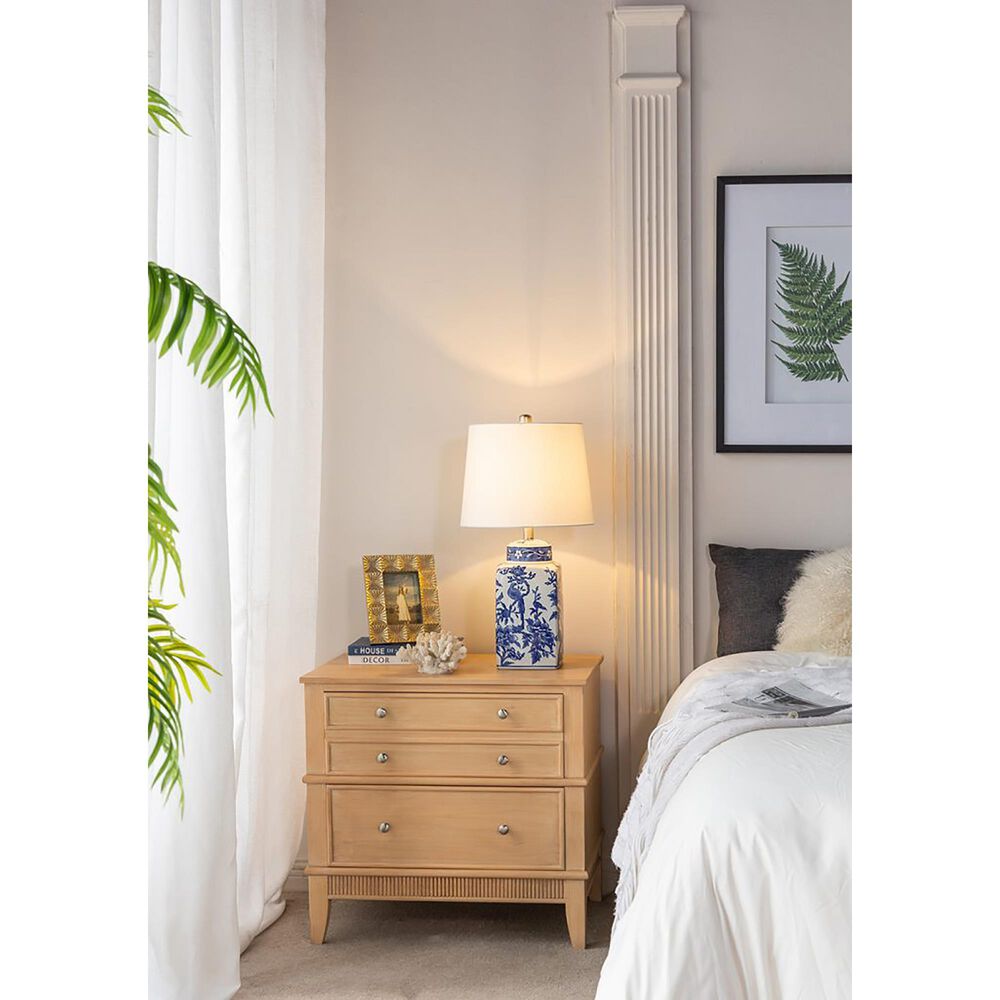 A&amp;B Home Flower Bird Table Lamp in Blue and White, , large