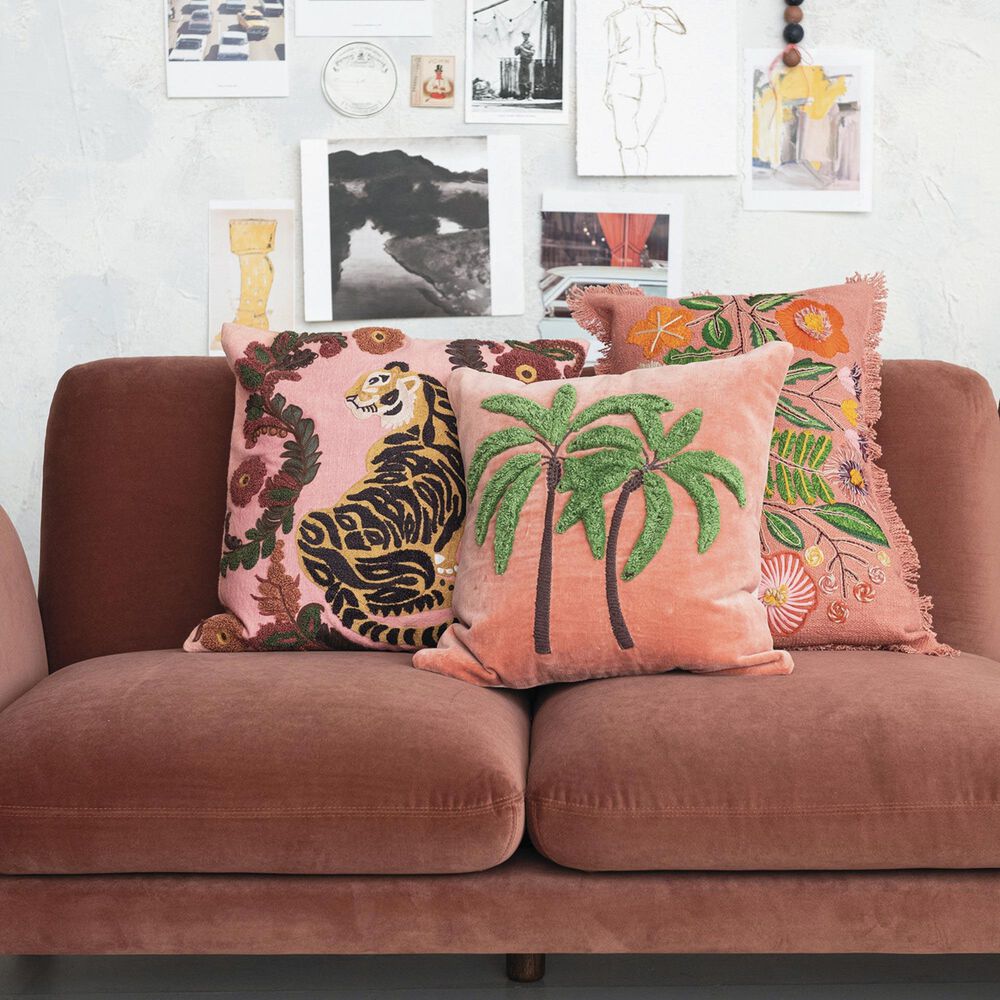 Teak Interiors Sunset Villa 20" x 20" Slub Pillow in Multicolor, , large