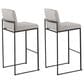Lumisource Fuji High Back Barstool with Grey Fabric in Black (Set of 2), , large
