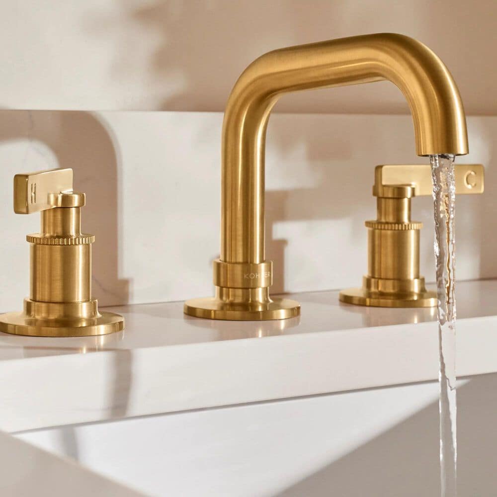 Kohler Castia Widespread Bathroom Sink Faucet in Vibrant Brushed Moderne Brass, , large