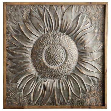 Maple and Jade 39" x 39" Rustic Sunflower Wall Decor in Dark Silver and Gold, , large