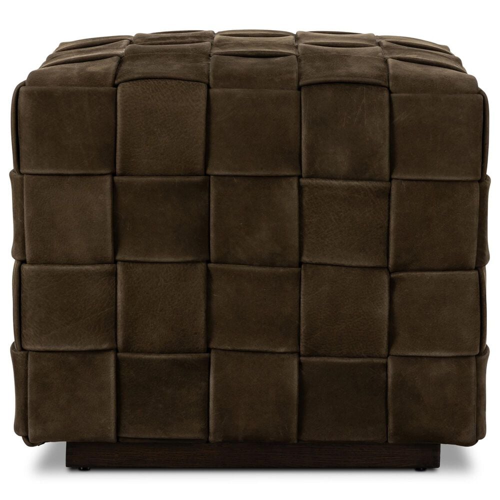 Four Hands Flores Ottoman in Nubuck Olive, , large
