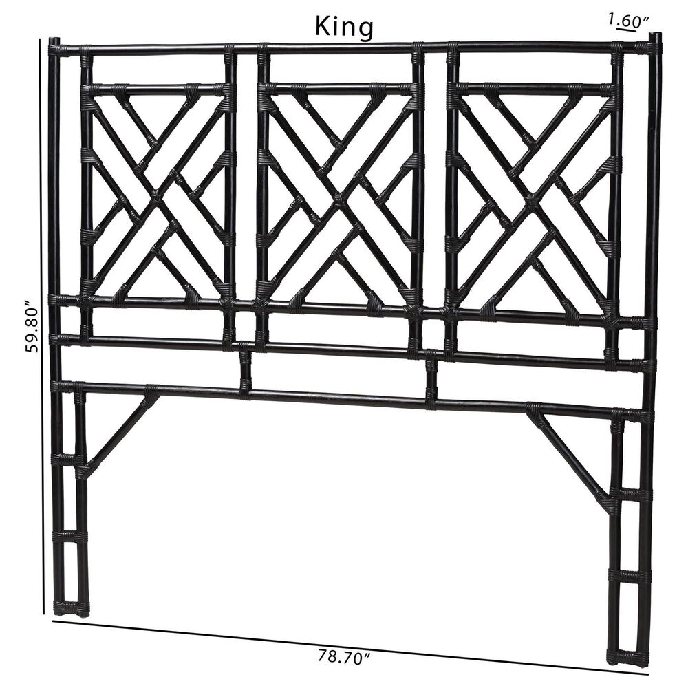 Baxton Studio Karavo King Standalone Headboard in Black, , large