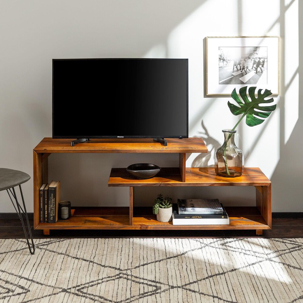 Walker Edison 60&quot; Rustic Solid Wood TV Console in Amber, , large