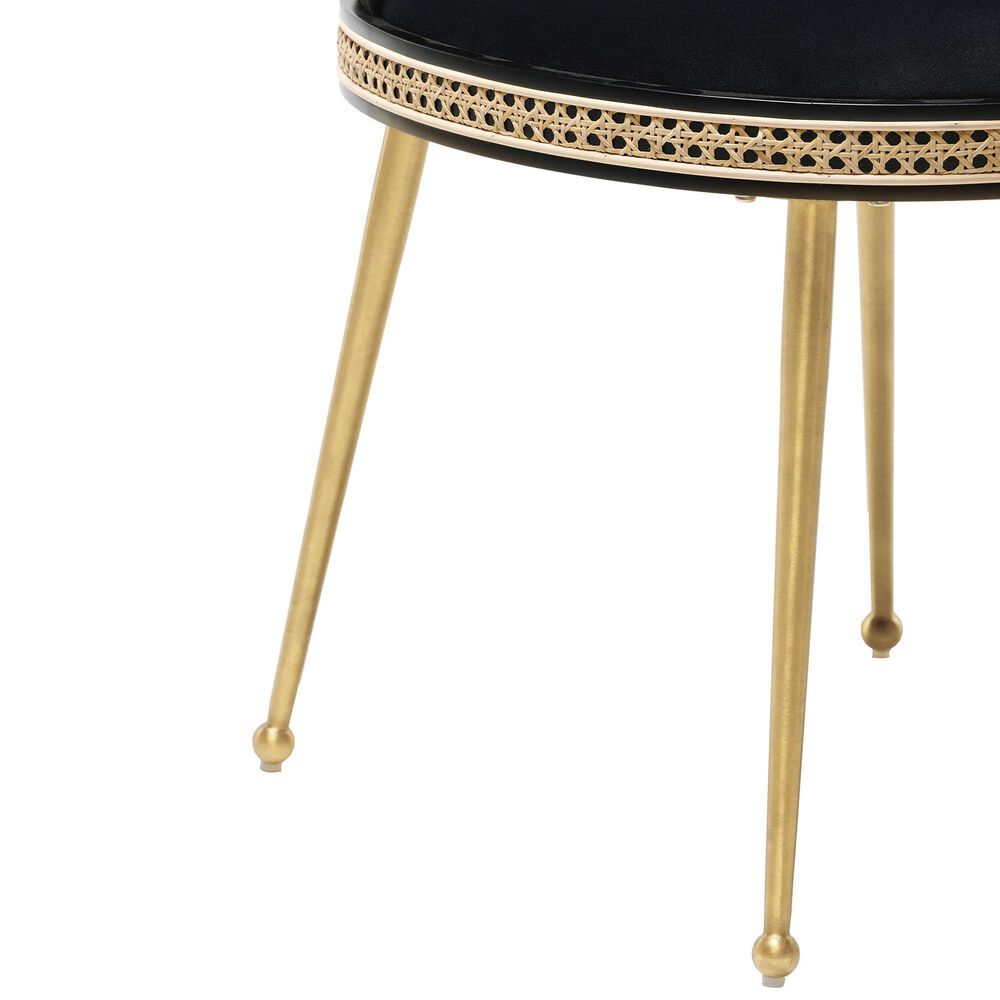 Tov Furniture Harley Dining Chair with Black Cushion in Brushed Gold, , large