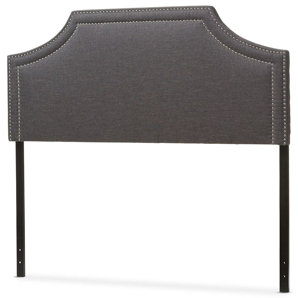 Baxton Studio Avignon Full Upholstered Headboard in Dark Grey, , large