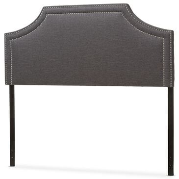 Baxton Studio Avignon Full Upholstered Headboard in Dark Grey, , large