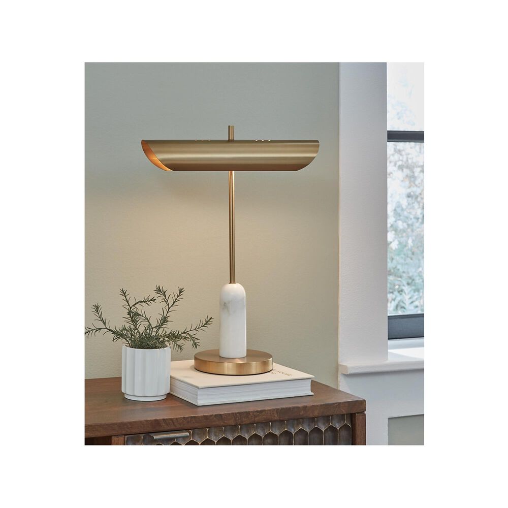 Ashley Rowleigh Metal/Marble Desk Lamp, , large