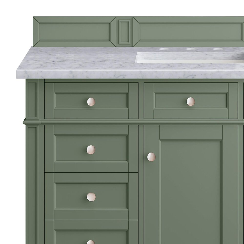 James Martin Vanities Brittany 48" Single Bathroom Vanity in Smokey Celadon with 3 cm Carrara White Marble Top and Rectangular Sink, , large