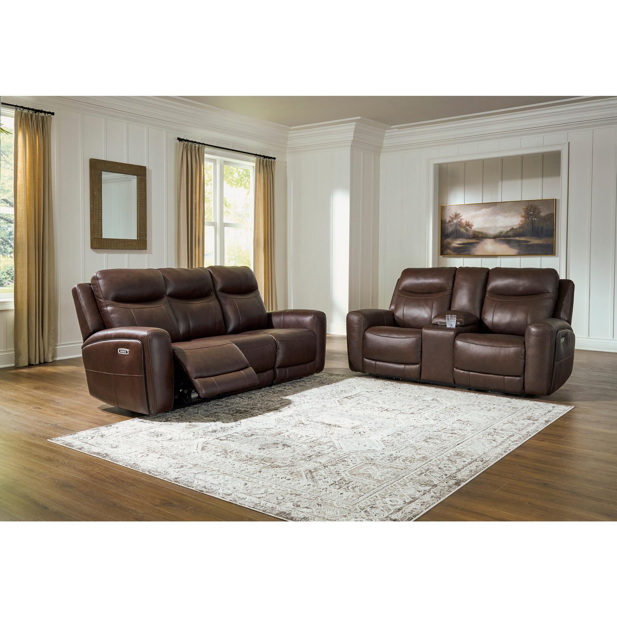 Ashley Gravier Power Reclining Loveseat with Console and