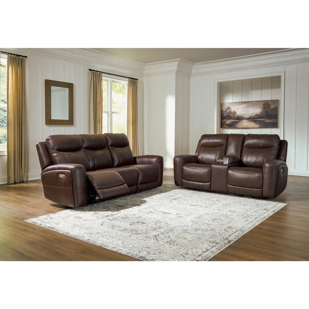 Ashley Gravier Power Reclining Loveseat with Console and Adjustable Headrest in Cordova, , large