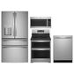 GE Profile 4pc Kitchen Package with Refrigerator, Range, Microwave, and Dishwasher in Stainless Steel, , large