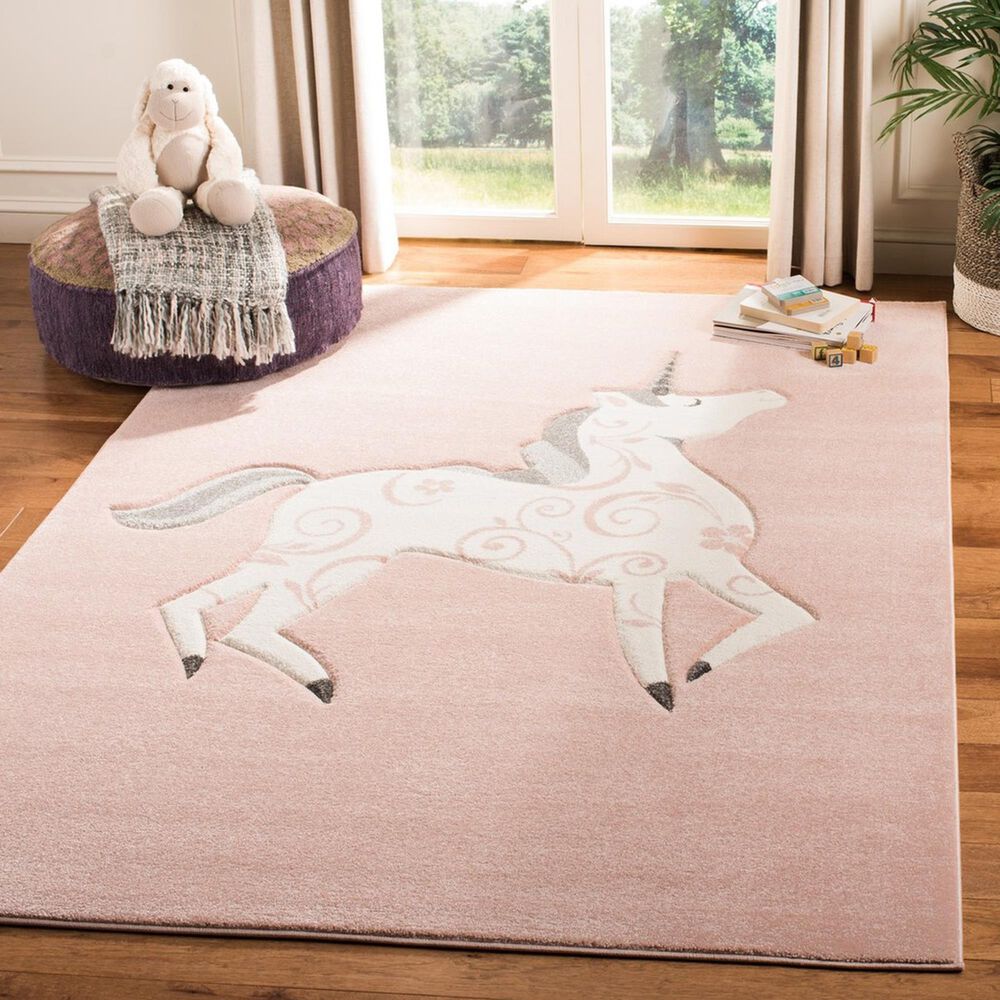 Safavieh Carousel CRK163 3&#39;3&quot; x 5&#39;3&quot; Pink and Ivory Kids  Area Rug, , large