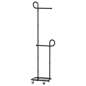 HOMLUX F-Shape Indoor Coat Rack with Lockable Wheeled Bases and Hat Hooks in Black, , large