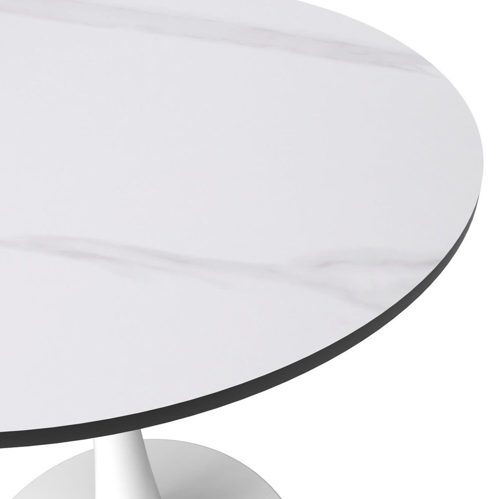 Leisuremod Leisuremod Bristol 31 round dining table White base with White Sintered stone Top, , large