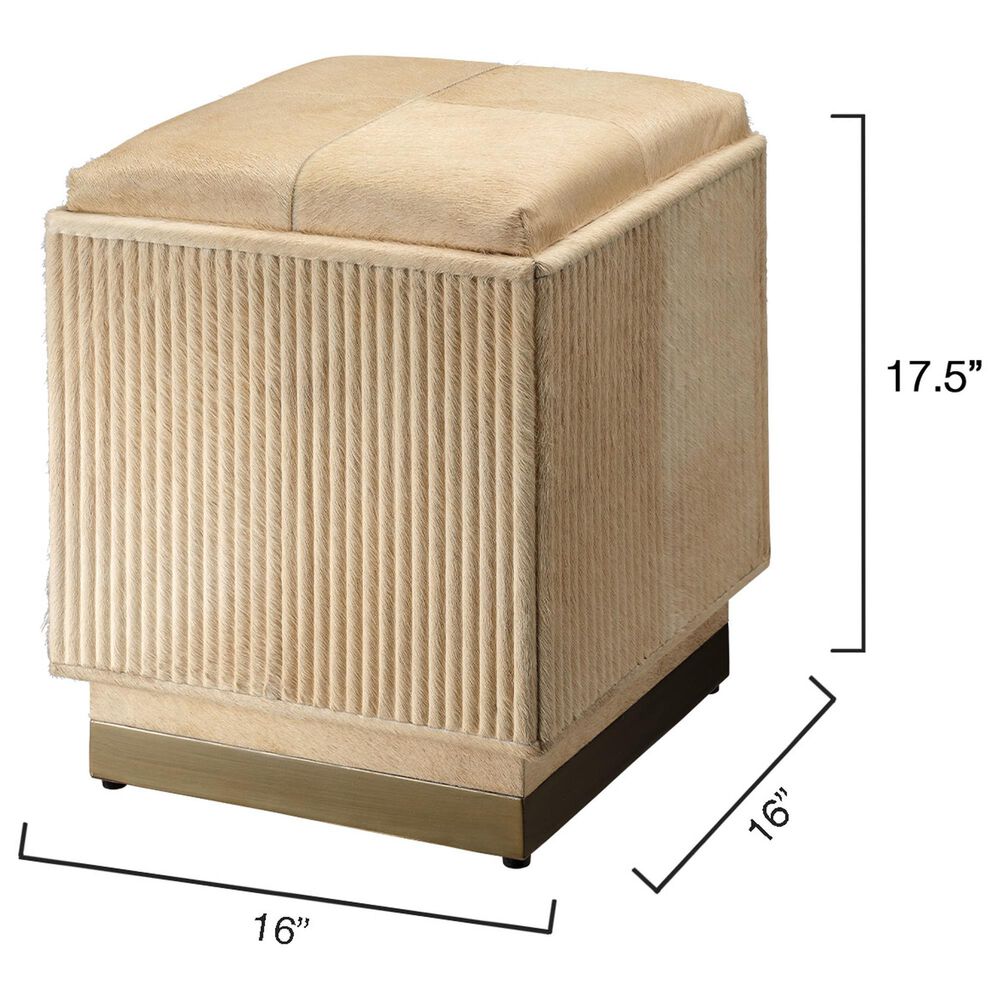 Splendor Living Norwood Hide Ottoman in Tan, , large