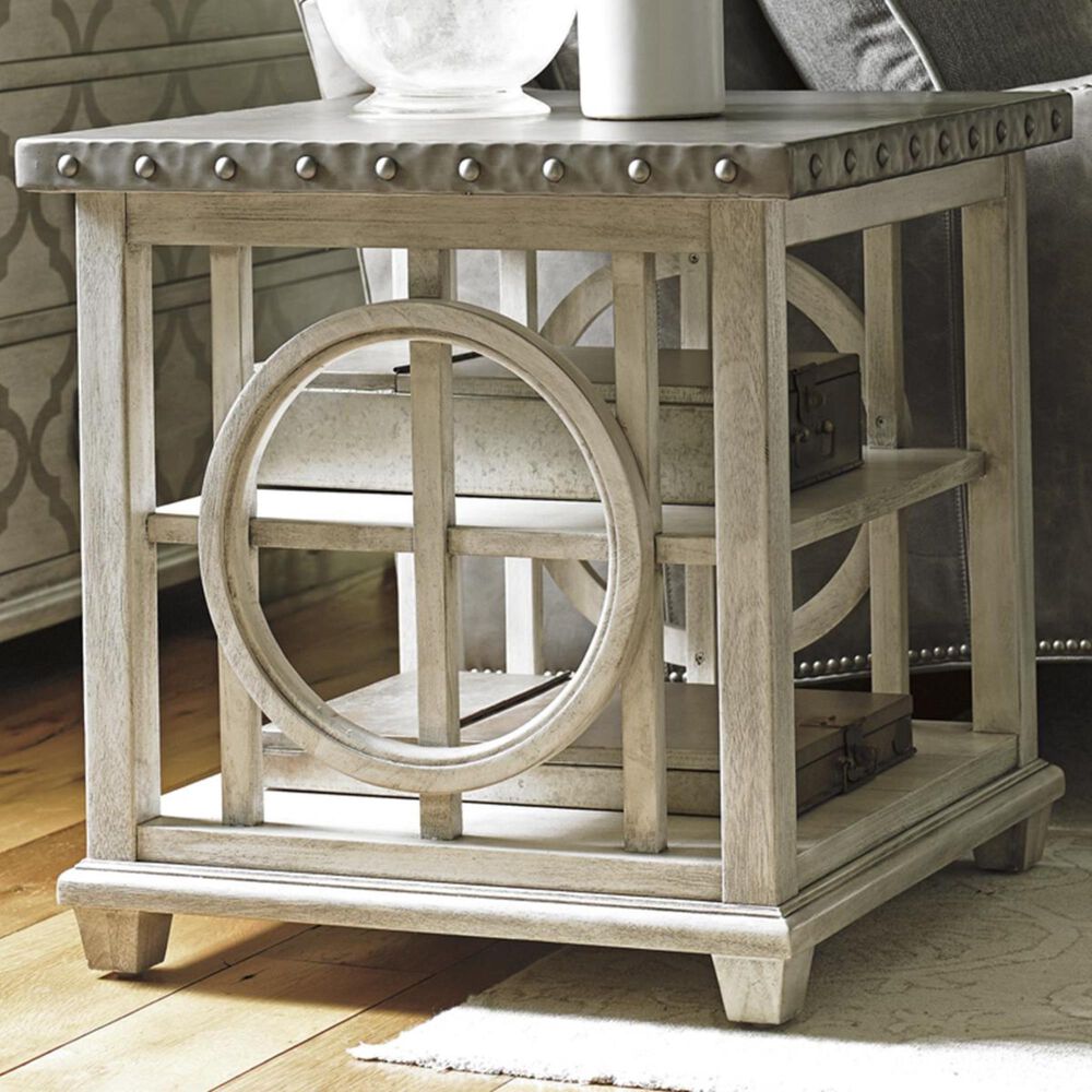 Lexington Furniture Oyster Bay Lewiston Square Lamp Table in Oyster Cream, , large