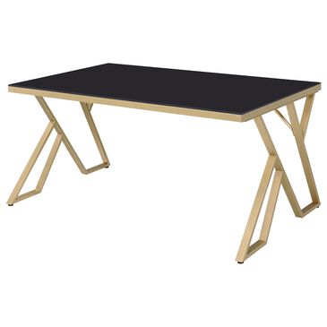 Furniture of America Villa Dining Table in Black and Gold - Table Only, , large