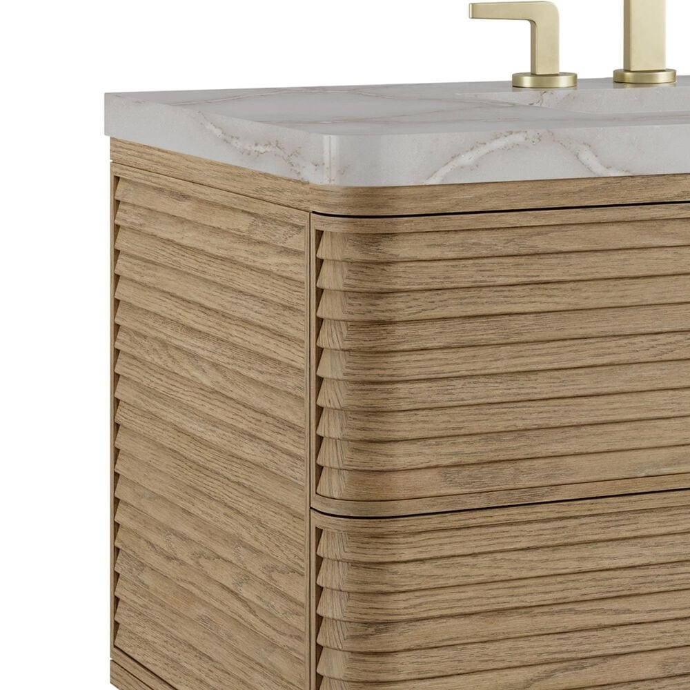 James Martin Allamari 36" Single Bathroom Vanity in Dune Mist with 3 cm Victorian Silver Silestone Top and Rectangular Sink, , large