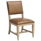 Lexington Home Brands Montecito Colburn Side Chair with Saddleback Cushion in Light Chestnut Leather and Ivory Finish, , large