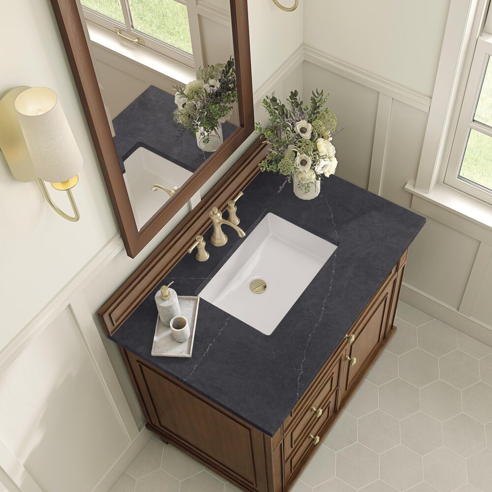 James Martin Vanities Lorelai 36&quot; Single Vanity in Mid-Century Walnut with 3 cm Charcoal Soapstone Quartz Top, , large