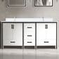 Lexora Home Ziva 72" Double Bathroom Vanity in White with 2 cm White Quartz Top and Rectangular Sinks, , large