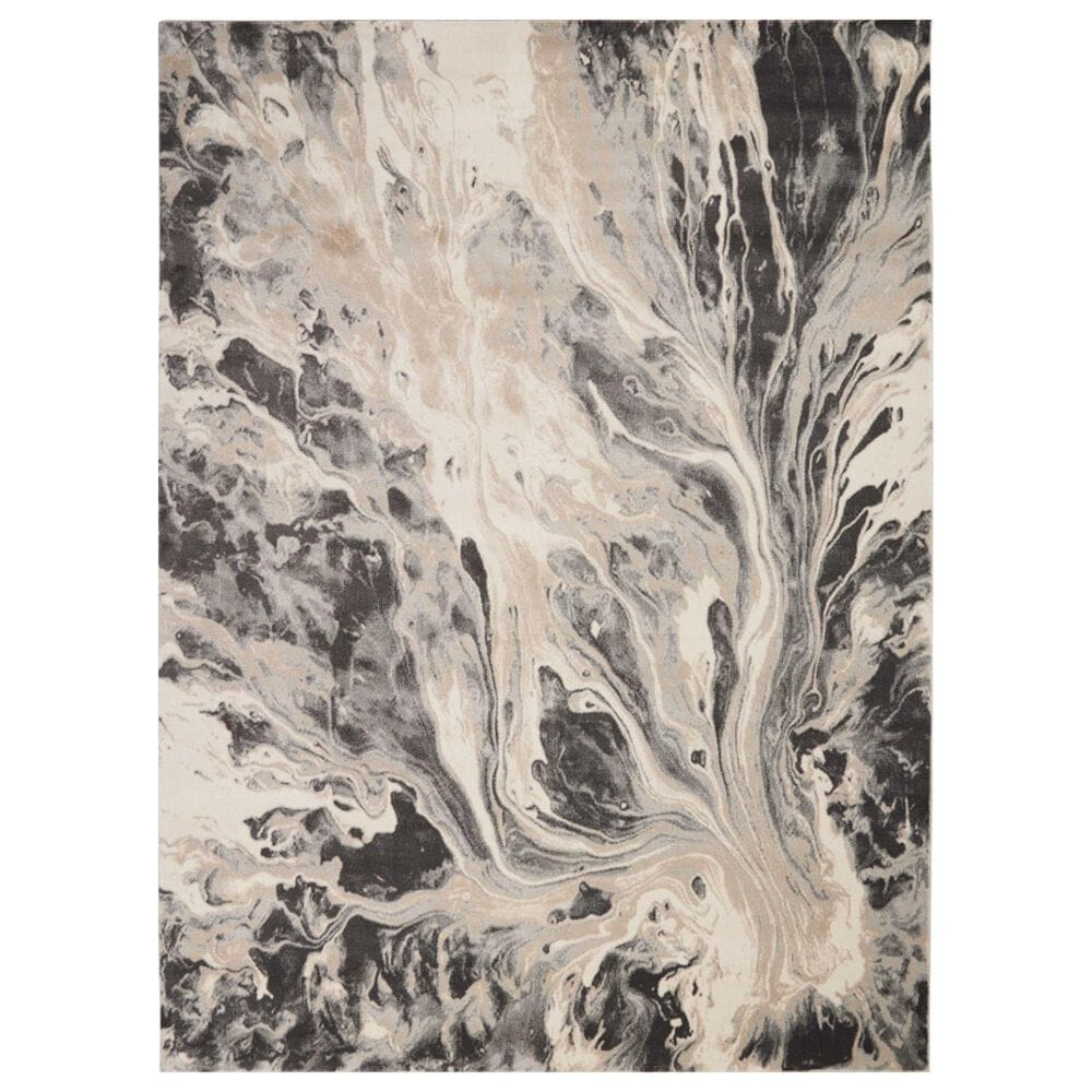 Nourison Elegance 9"3" x 12"9" Charcoal, Beige and Cream Area Rug, , large