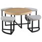 Steve Silver Furniture Magnolia Nesting Coffee Table with 4 Stools in Sand and Black, , large