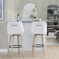 LumiSource Hannah Swivel Bar Stool with White Faux Leather Upholstery in Whitewashed and Black (Set of 2), , large