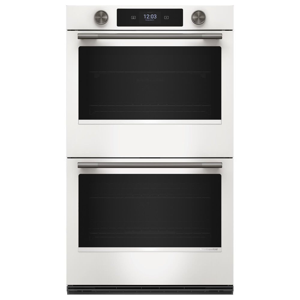 KitchenAid 30" Smart Double Wall Oven with Assisted Cook Cycles in Porcelain White, , large