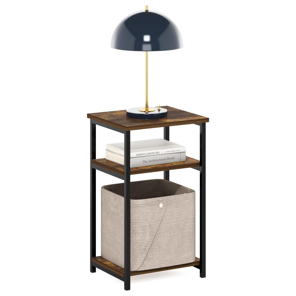 HOMLUX 3-Tier End Table with Open Shelf Storage Display in Amber Pine, , large