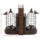 Maple and Jade Birdcage Bookends in Dark Brown (Set of 2), , large