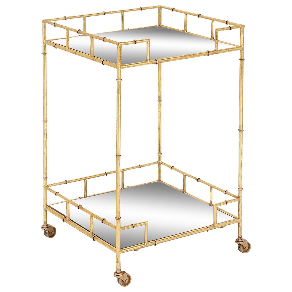 Maple and Jade 30" x 18" 2-Tier Bar Cart in Gold, , large