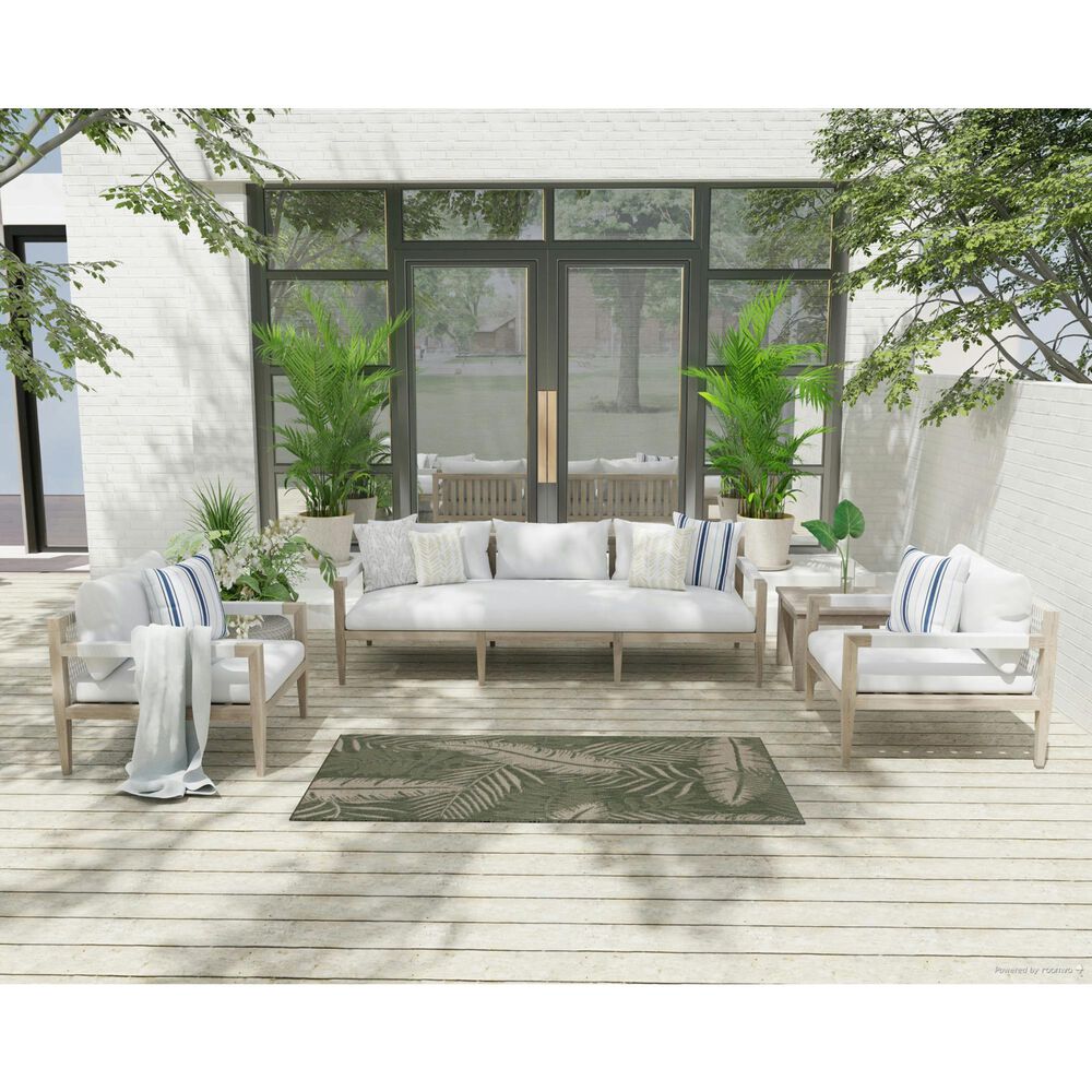 Nourison Garden Oasis GOA02 Green and Ivory 3&#39; x 5&#39; Indoor/Outdoor Area Rug, , large