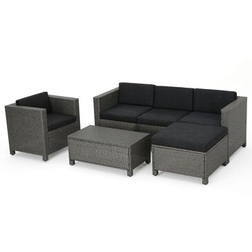 Noble House Puerta 6-Piece Patio Sectional Set in Gray, , large