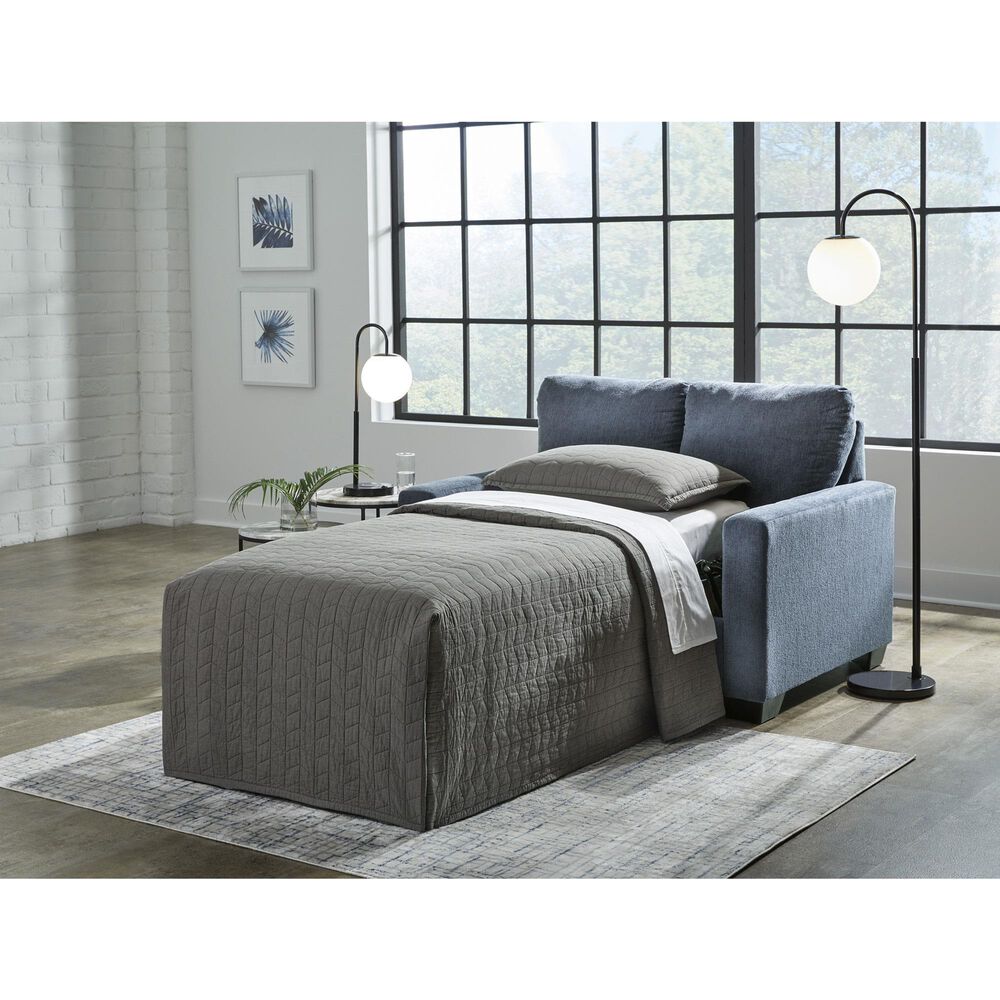 Ashley Rannis Stationary Twin Sofa Sleeper in Navy, , large