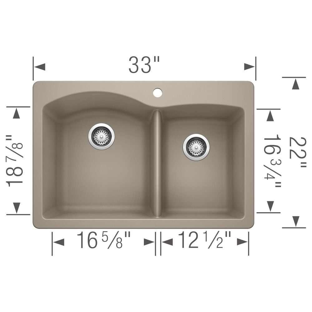 Blanco Diamond 33&quot; 1-3/4 Double Bowl Dual Mount Kitchen Sink in Truffle, , large