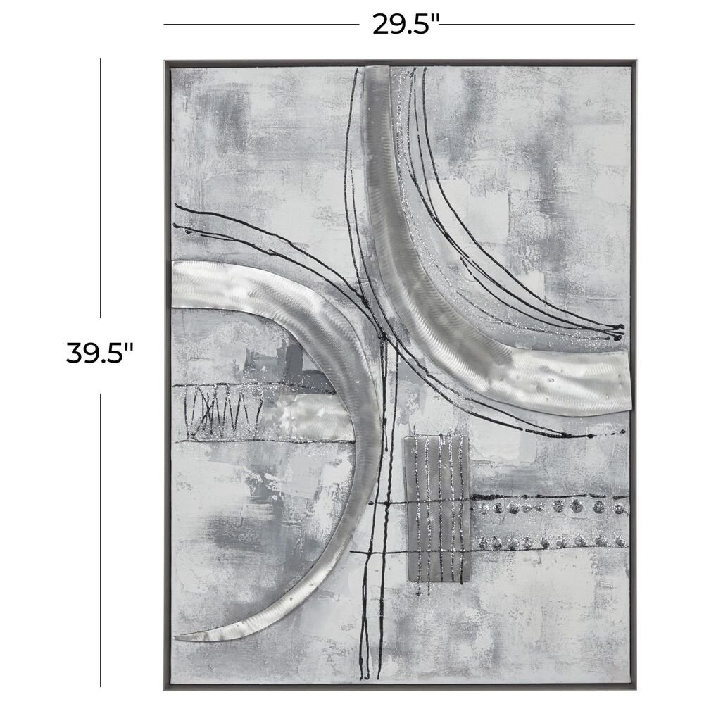 Maple and Jade 30&quot; x 40&quot; Contemporary Abstract Wall Art in Gray, White, Black and Silver, , large