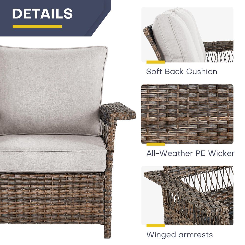 Sunwell Garden 5-Piece Patio Conversation Set with Stationary Chairs in Beige, , large
