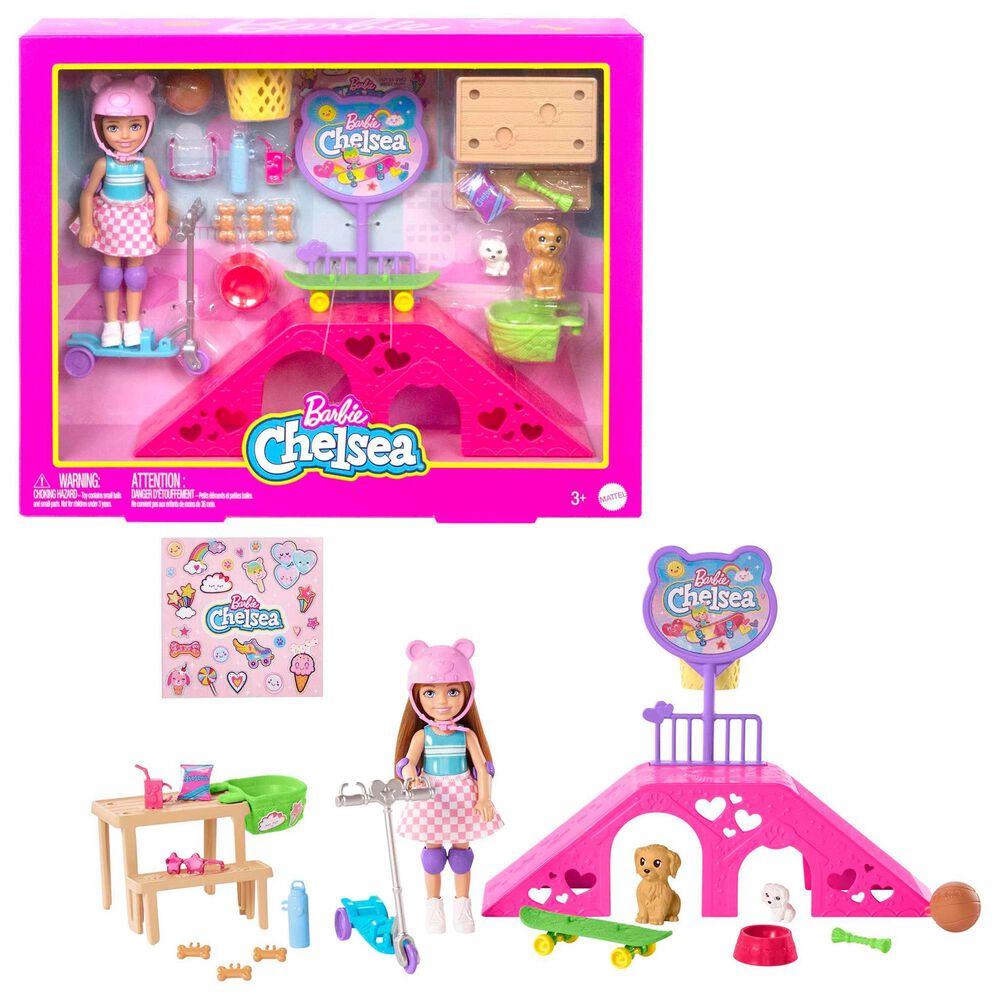 Barbie Chelsea Doll with Accessories and Skate Park Playset in Multicolor, , large