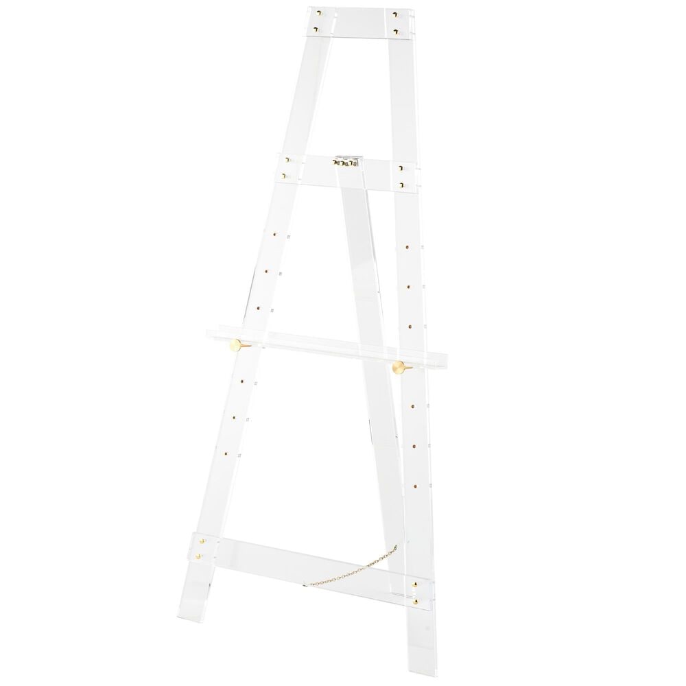 Maple and Jade 57" Adjustable 7-Tier Display Easel with Metal Hardware and Chain Support in Glossy Clear and Gold, , large