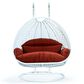Leisuremod 2-Seat Hanging Egg Swing Chair with Dark Orange Cushion in White, , large