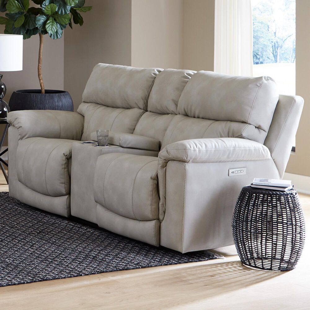 HomeStretch Cosmo Triple Power Loveseat with Console in Omnipotent Taupe, , large