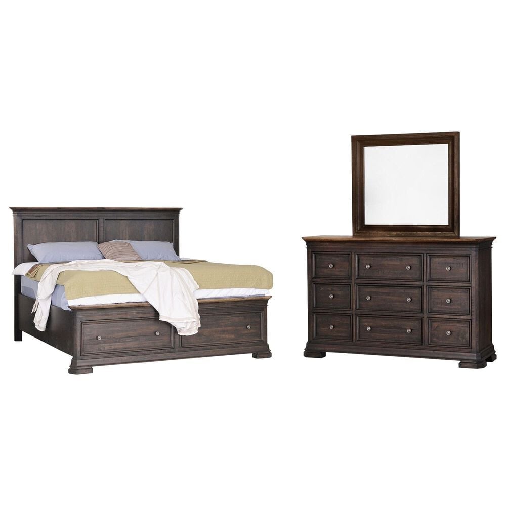 Cedar and Sage Grand Louie 3 Piece California King Storage Bedroom Set in Ebony and Wheat, , large