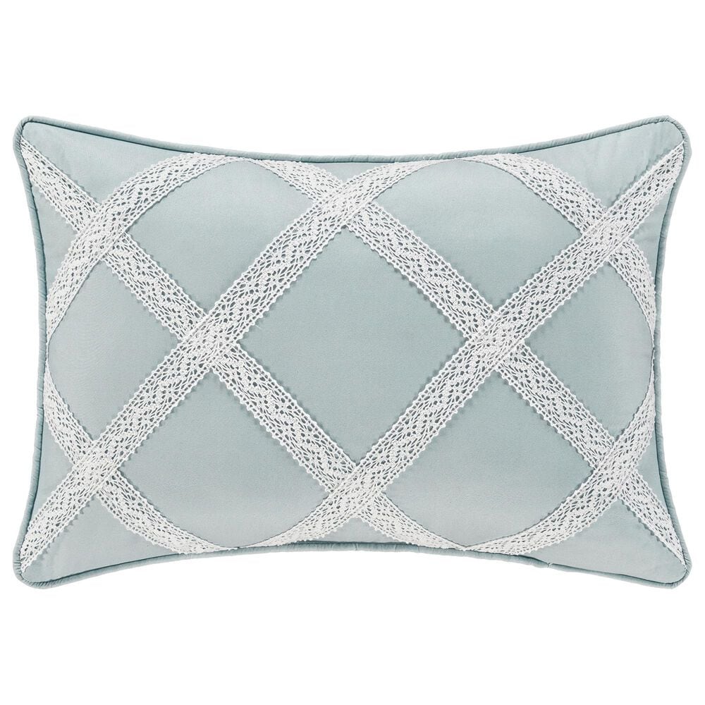 Royal Court Bungalow 13" x 19" Lumbar Pillow in Spa Blue and White, , large