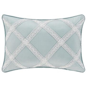 Royal Court Bungalow 13" x 19" Lumbar Pillow in Spa Blue and White, , large