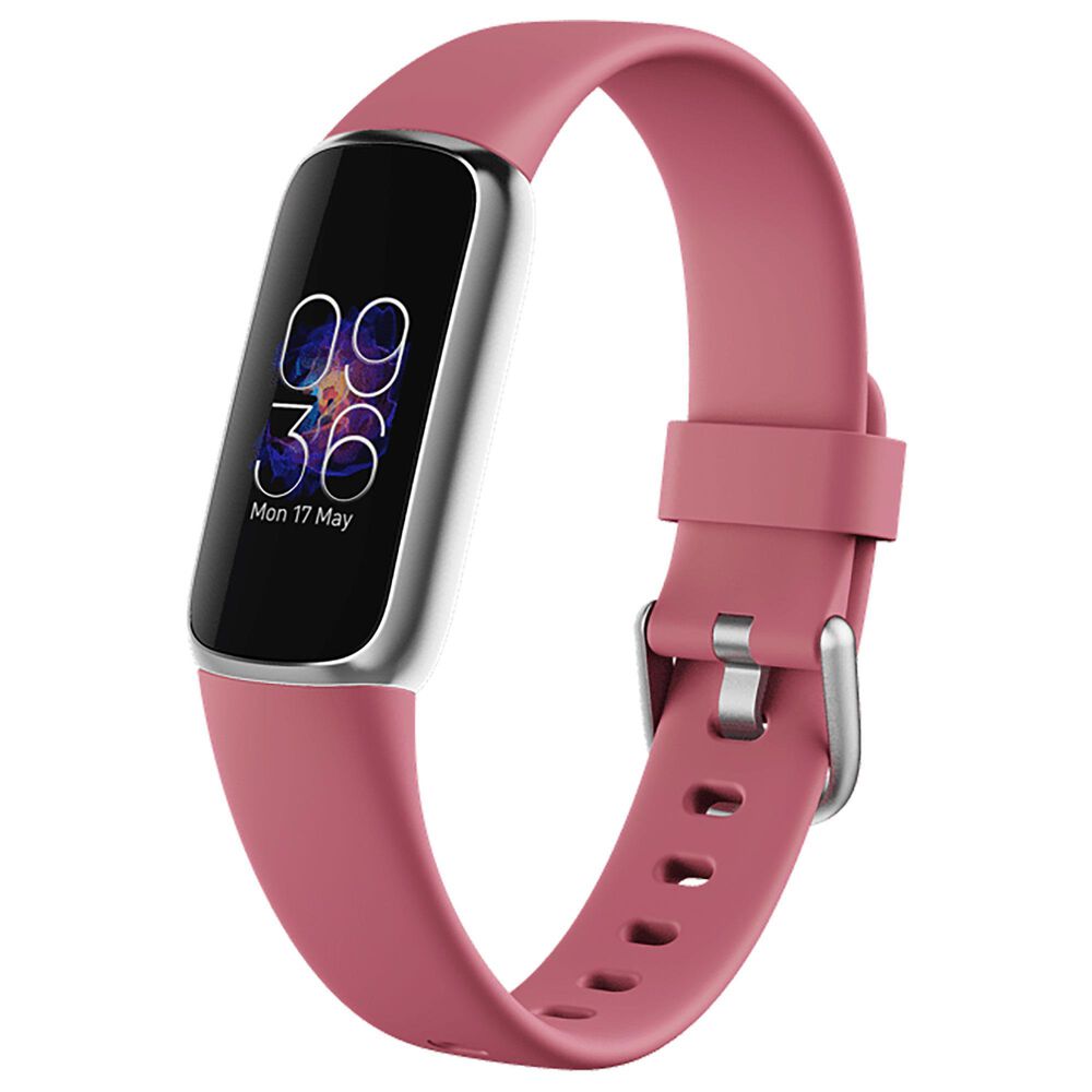 Fitbit Luxe Tracker with Orchid Band in Platinum Stainless Steel, , large