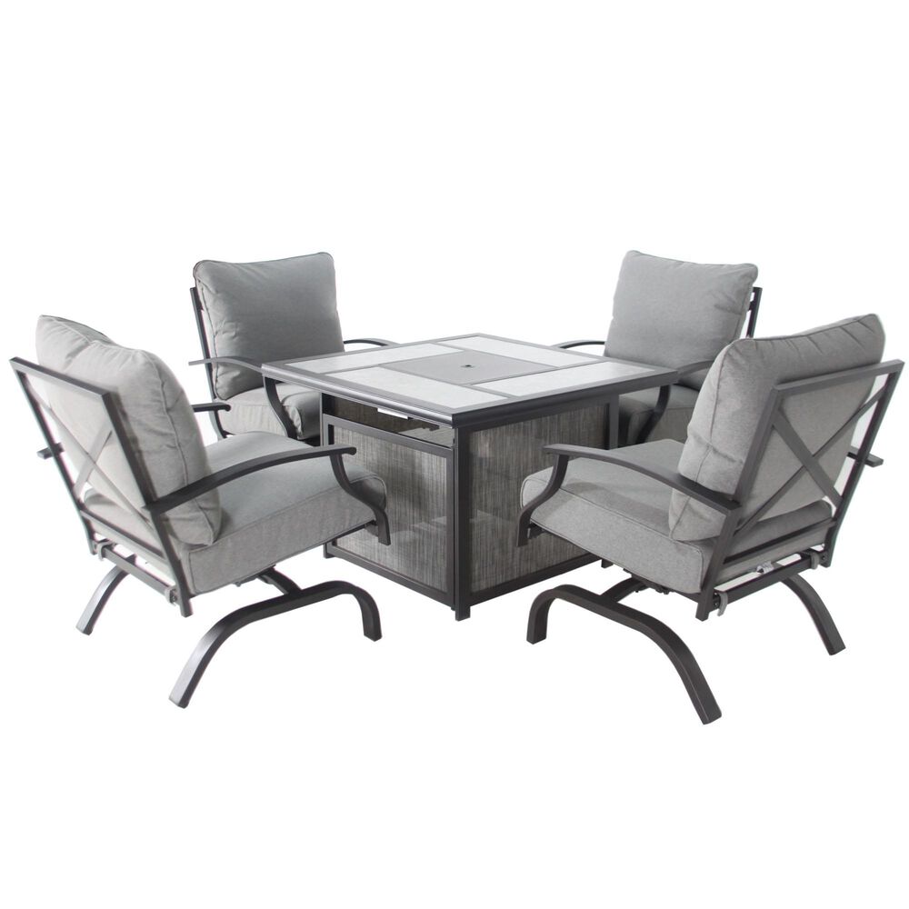 Gathercraft Franklin 5-Piece Firepit Chat Set in Gray, , large